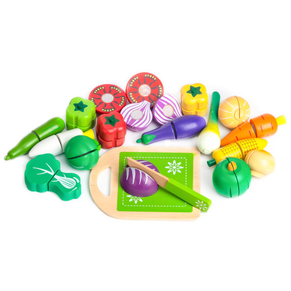 Fa szeletelhető  zöldségek kiegészítőkkel 20 db ECOTOYS